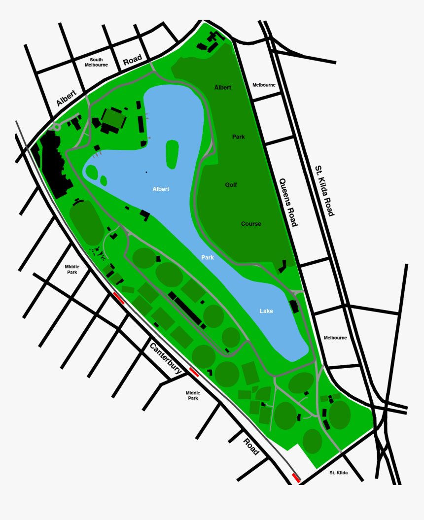 Albert Park Lake Map - Albert Park Lake Fishing, HD Png Download, Free Download