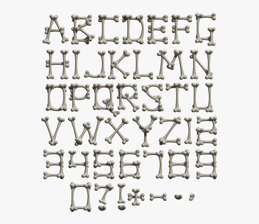 Clip Art Creepy Alphabet - Bone Font, HD Png Download, Free Download