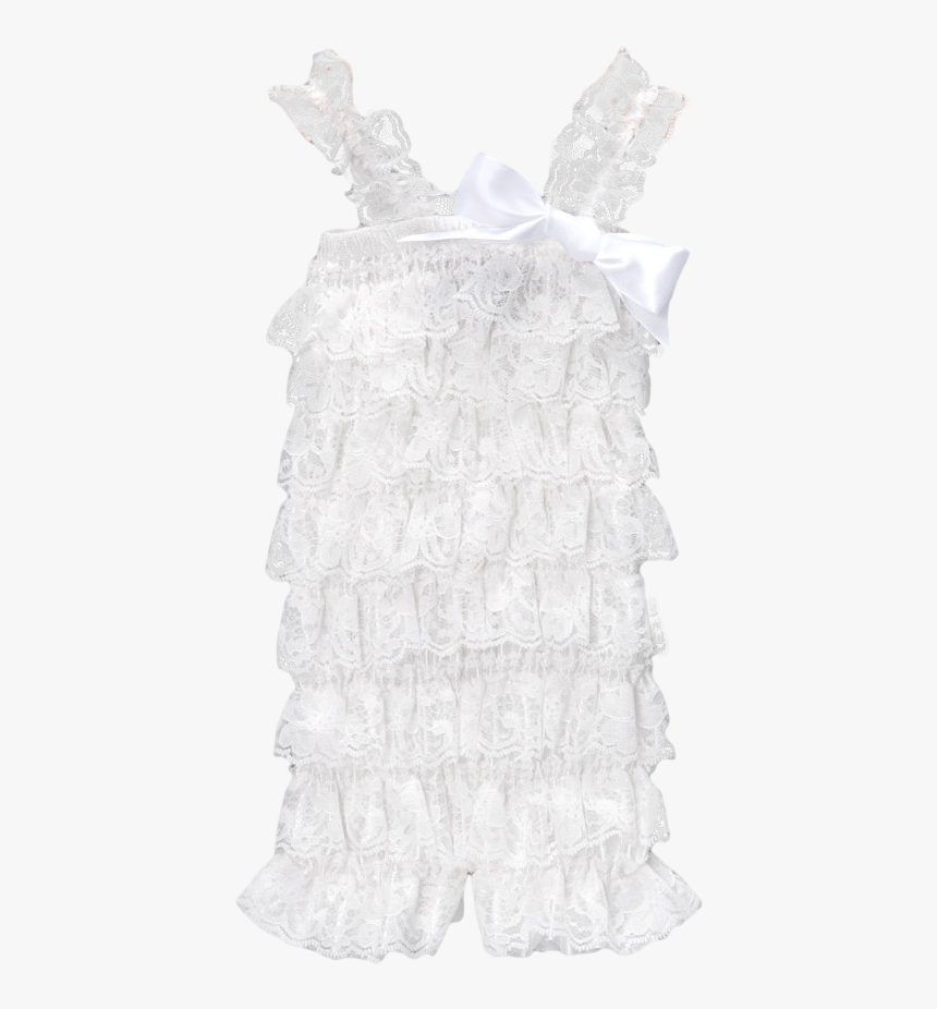 White Lace Ruffle Romper - A-line, HD Png Download, Free Download