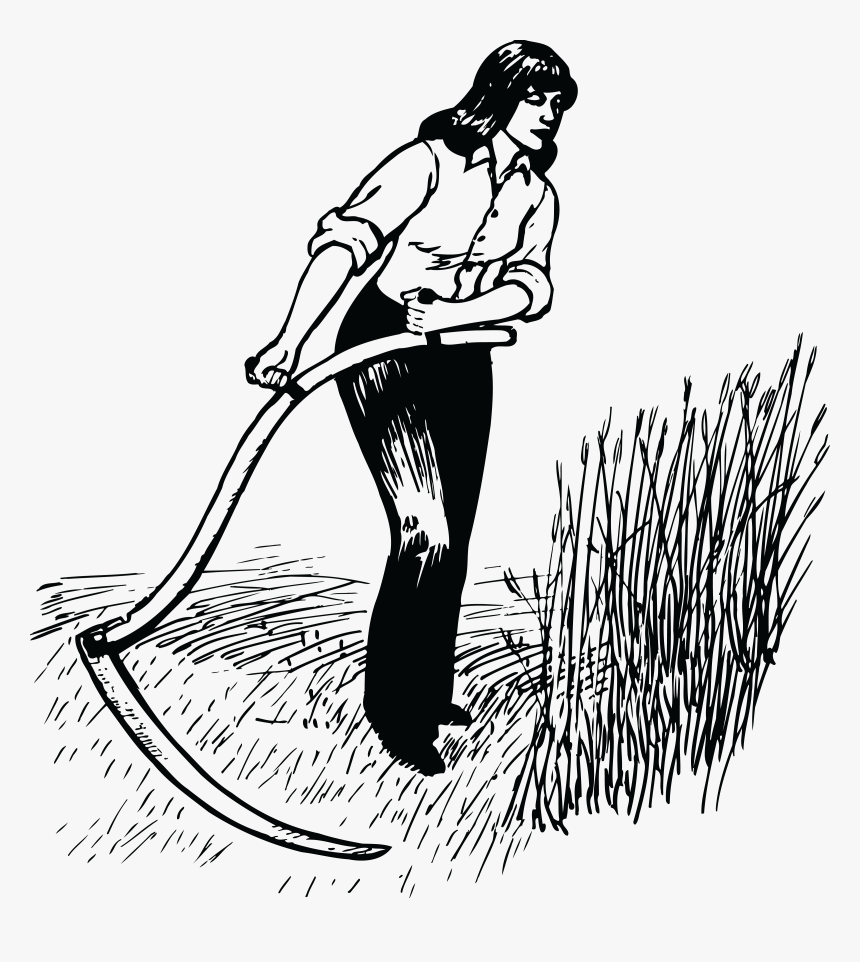 Woman With Scythe Clip Arts - Harvesting Black And White Clipart, HD Png Download, Free Download