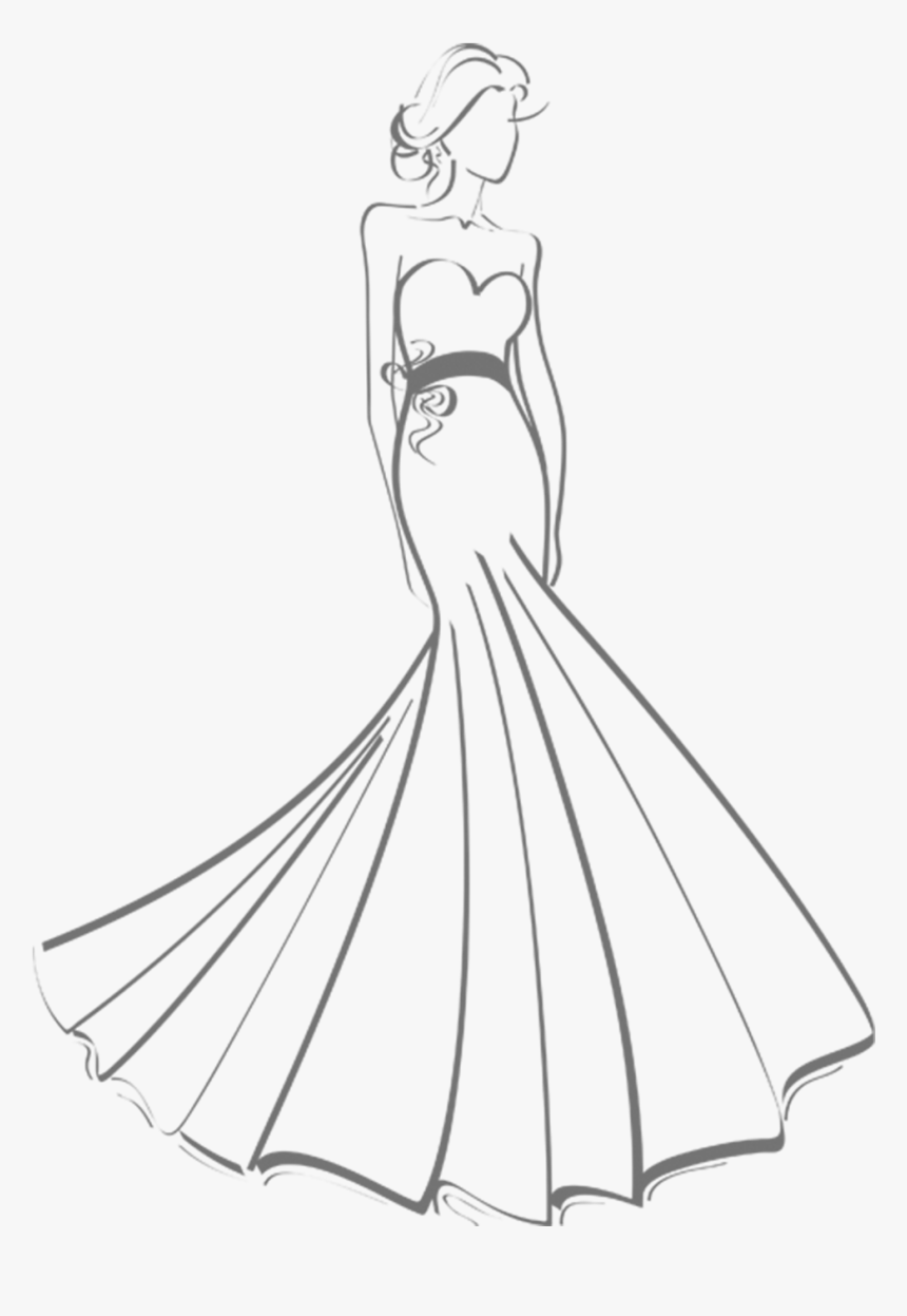 Wedding Dress Png - Vertical Line Dress Drawing, Transparent Png, Free Download