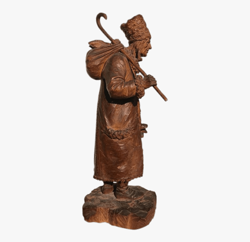 Hand Carved Wooden Pilgrim Sculpture - Statue, HD Png Download, Free Download