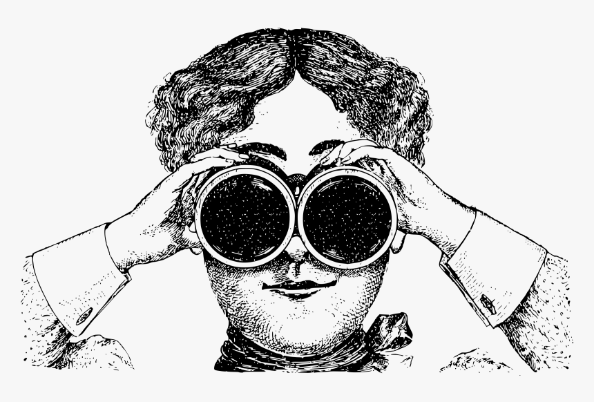 Lady With Icons Png - Lady With Binoculars, Transparent Png, Free Download