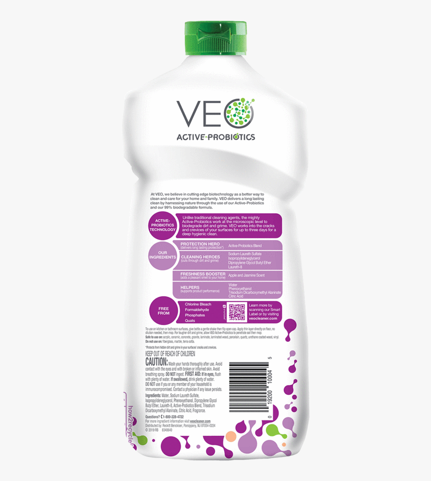 Veo Active Probiotic Surface Cleaner - Plastic Bottle, HD Png Download, Free Download