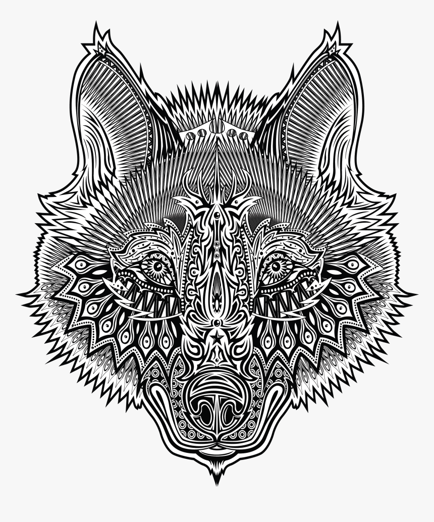 Wolf Star - Illustration - Wolf Png Face, Transparent Png, Free Download