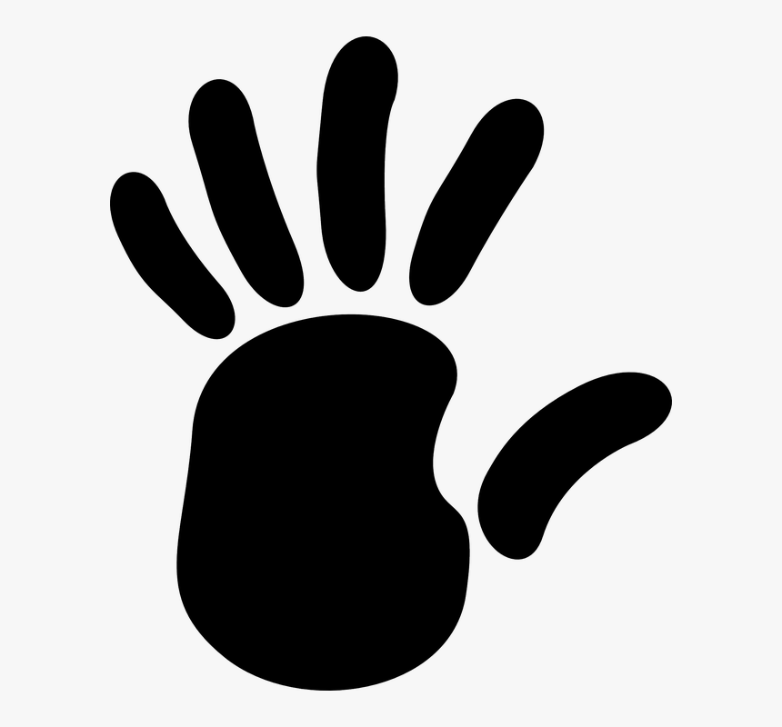 Handprint, Fingers, Palm, Stop, Black, Shape, Human - Left Hand Clip Art, HD Png Download, Free Download