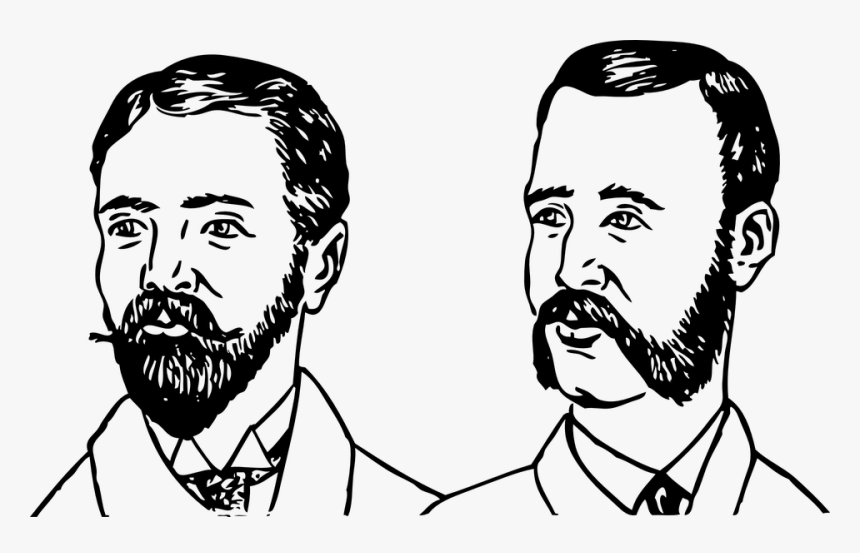 Beards, Beard Styles, Types Of Beards, Mutton Chops - Strong Man Beard Face Clipart Black And White, HD Png Download, Free Download