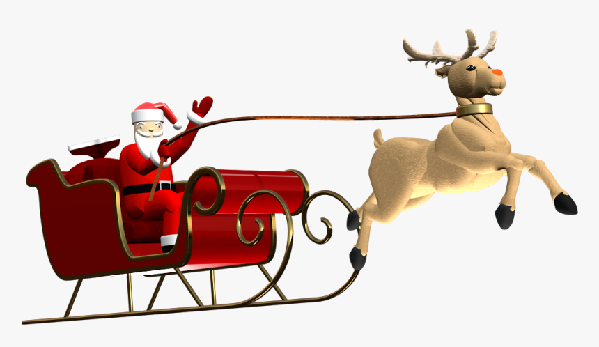 Free Santa And Rudolph Clip - Cartoon, HD Png Download, Free Download