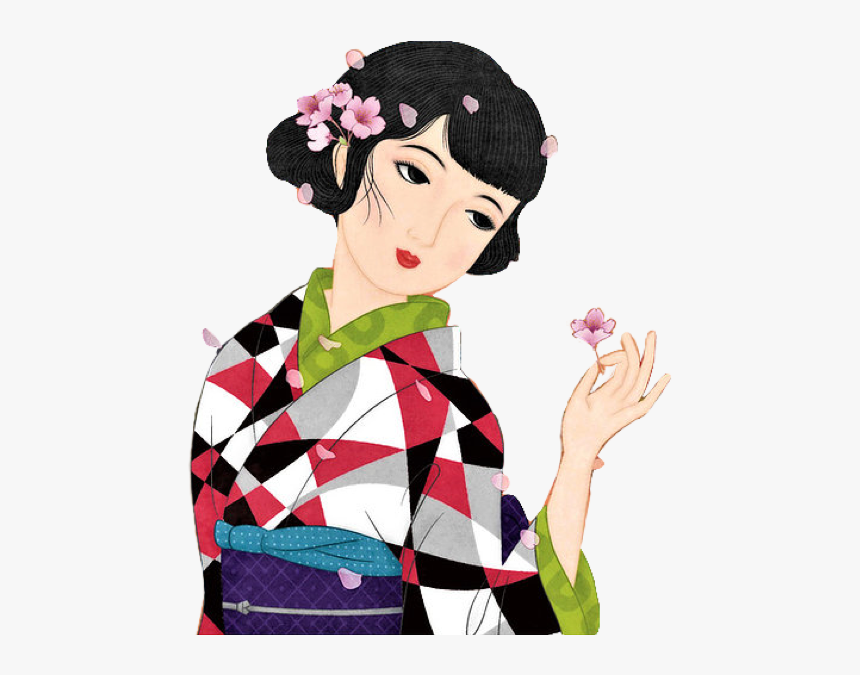 #girl #kimono #japanese #japan #flower #woman #retro - Japanese Woman Png, Transparent Png, Free Download