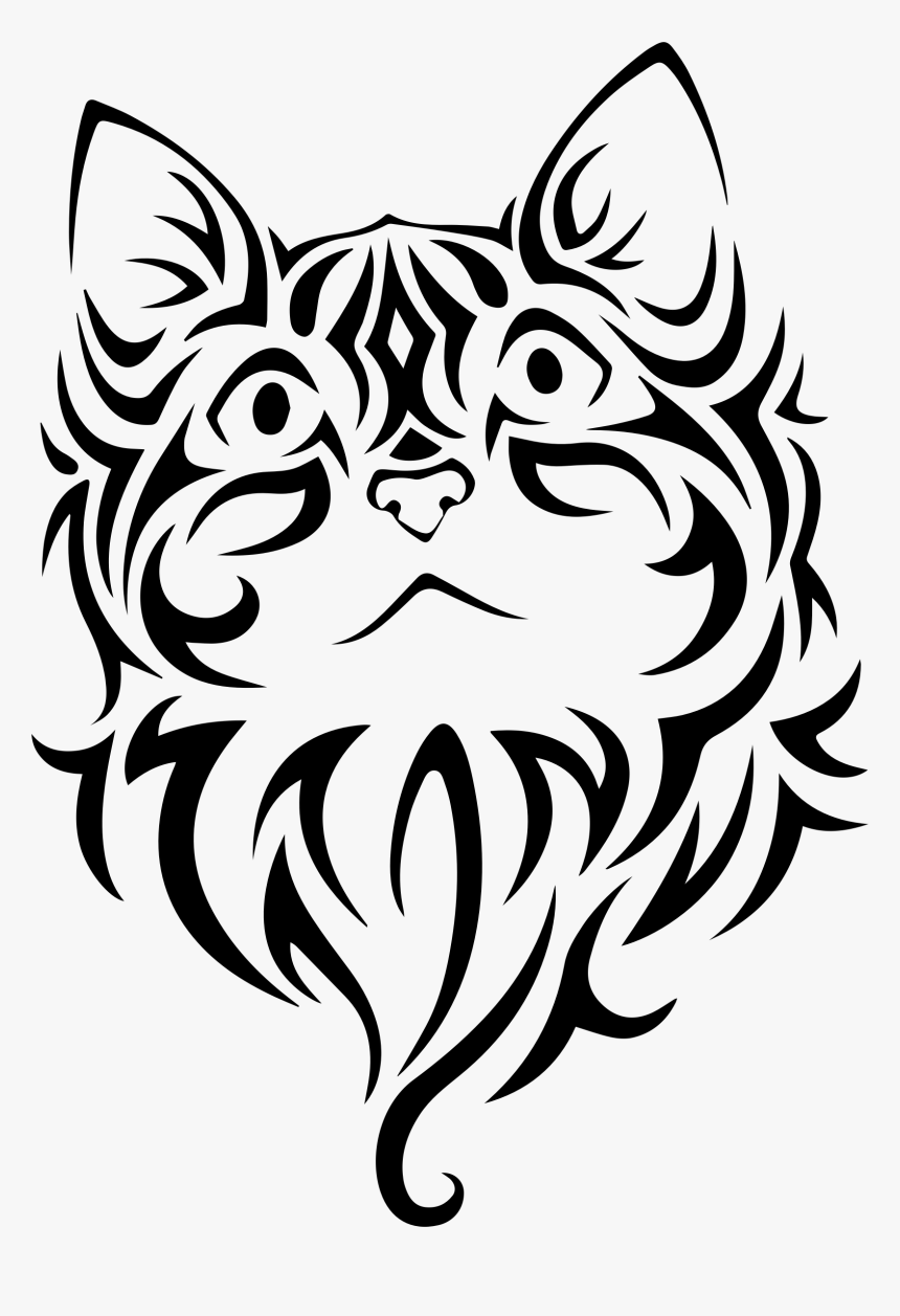 Tribal Kitten 2 Clip Arts - Cat Tattoo Png, Transparent Png, Free Download