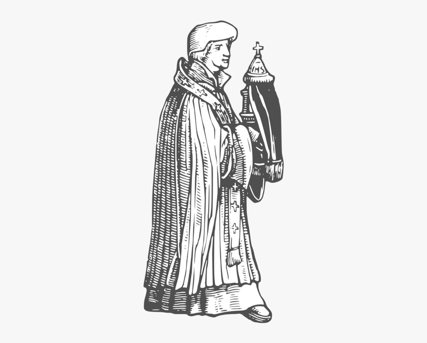 Art,monochrome Photography,costume - Medieval Priest Black And White, HD Png Download, Free Download