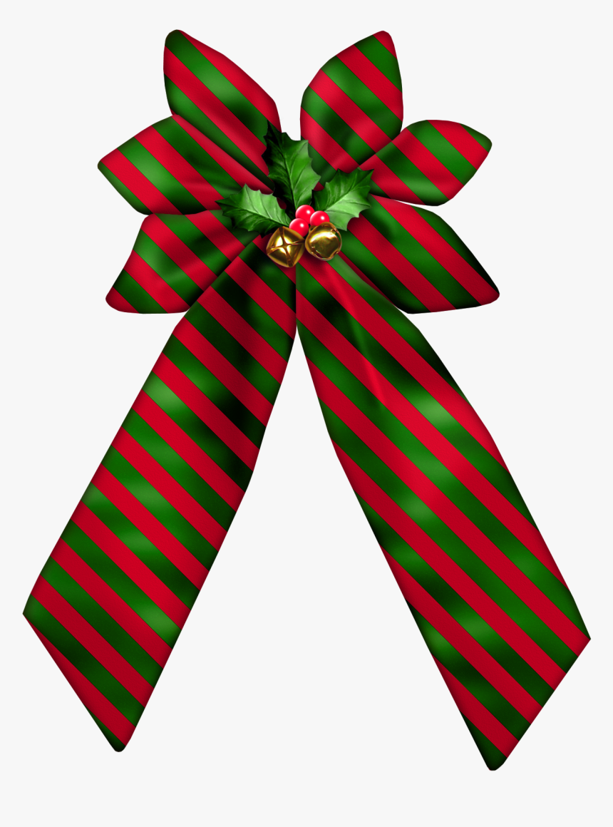 Christmas Striped Bow Png Clipart - Clipart Christmas Bows, Transparent Png, Free Download