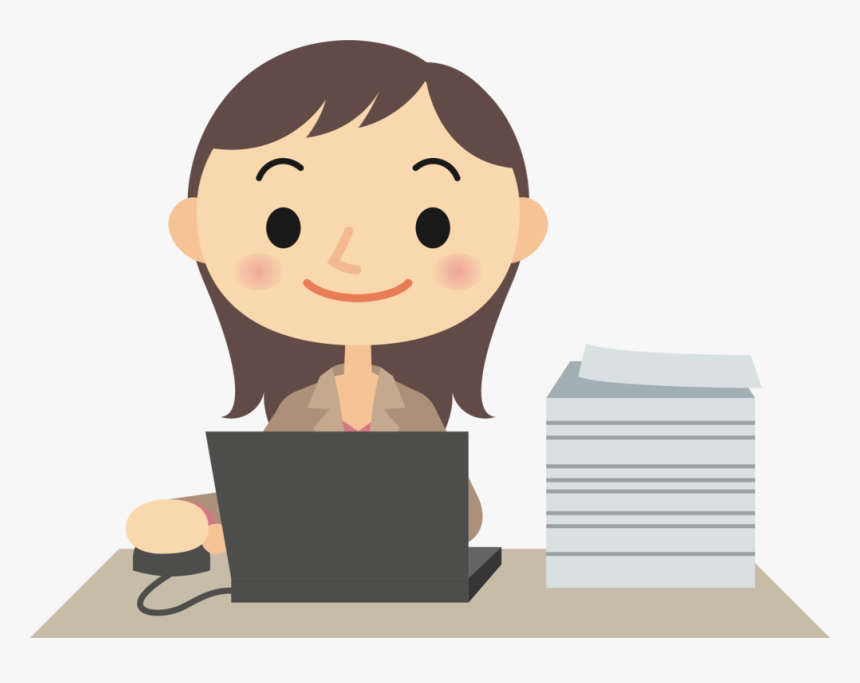 Human Behavior,head,reading - Girl Typing On Computer Cartoon, HD Png Download, Free Download