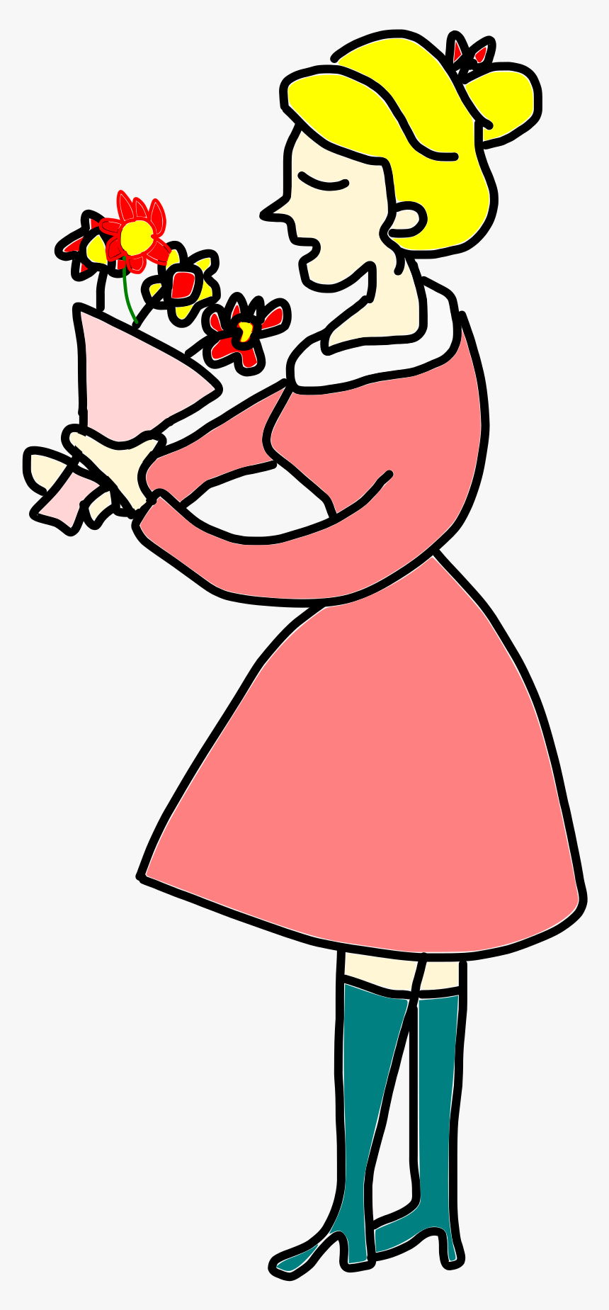 Lady Smells A Bunch Of Flowers Clip Arts - Smell Clipart, HD Png Download, Free Download