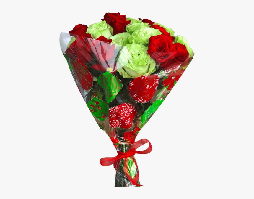 Diy 24 Roses Christmas Bouquet 2 Red Green Magnaflor - Garden Roses, HD Png Download, Free Download