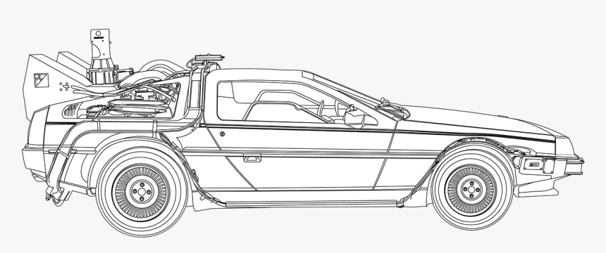 Delorean Clipart Black And White, HD Png Download, Free Download