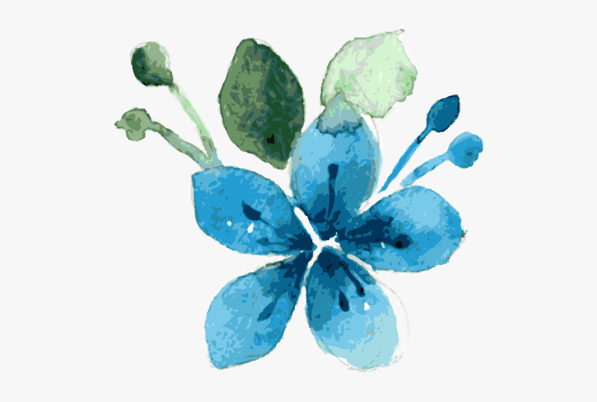 Clip Art Blue Flowers Watercolor, Hd Png Download - Kindpng