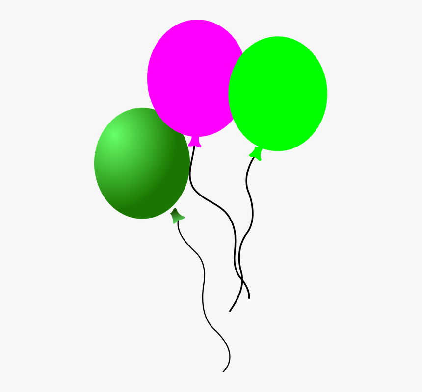 Balloons, Pink, Green, Flying, Birthday, Party, Festive, HD Png Download, Free Download