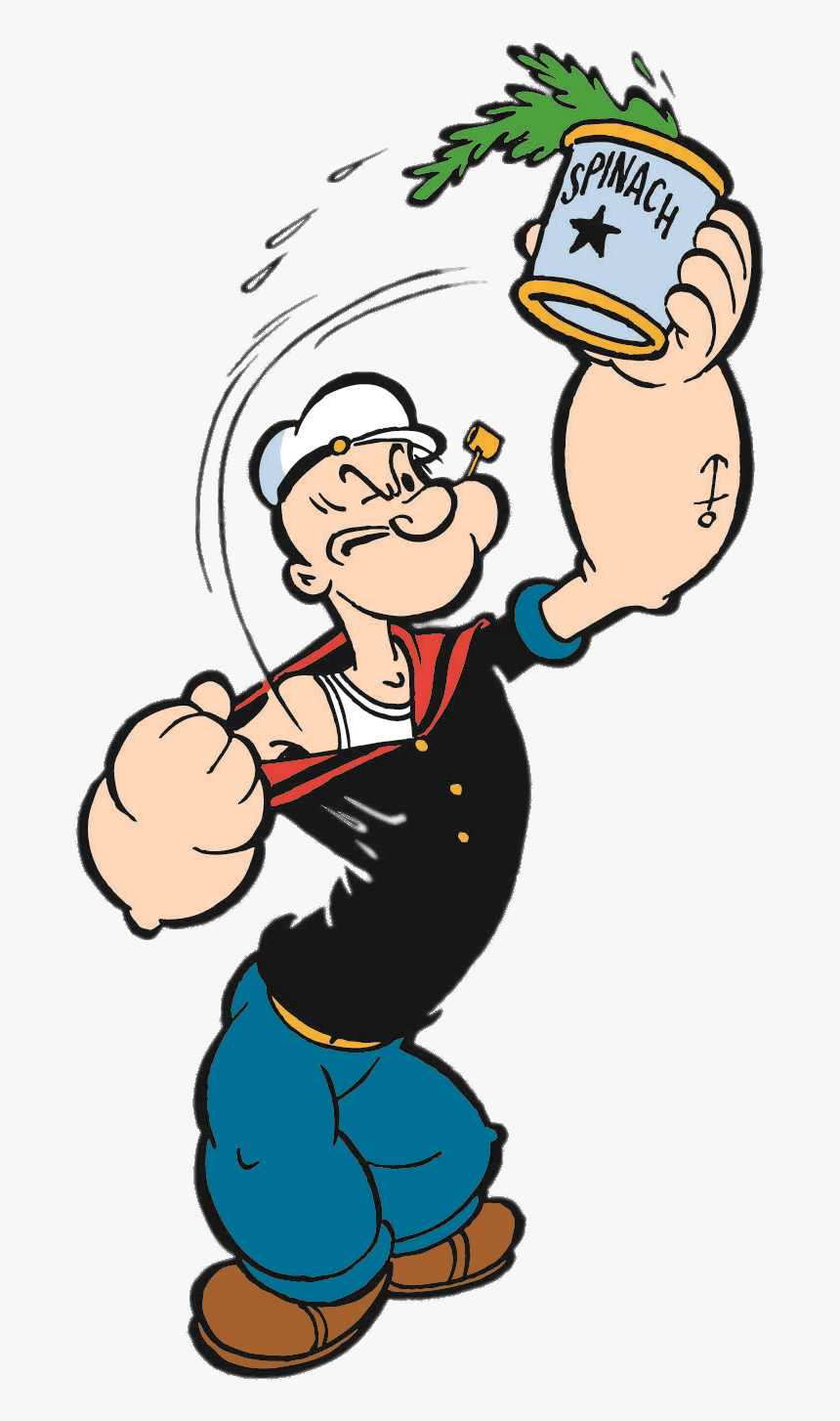 Popeye With Can Of Spinach, HD Png Download - kindpng