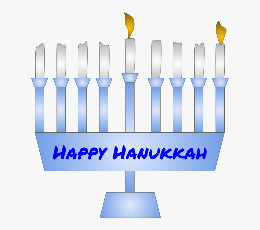 Menorah, Hanukkah, First Night Candle Lit, Blue - Graphic Design, HD Png Download, Free Download