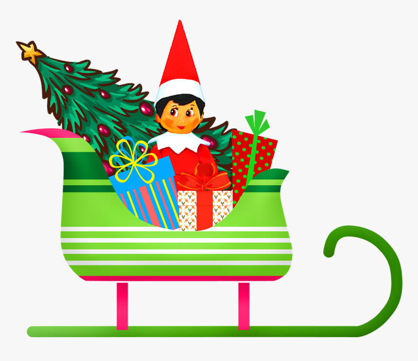 Elf On A Shelf, Christmas Elf, Sleigh, Winter, 1960"s - Elf On The Shelf Illustration, HD Png Download, Free Download