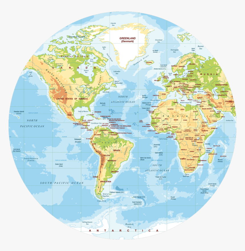 Polypropyln Physical World Map Round Placemat F 2 Round World Map Design HD Png Download 