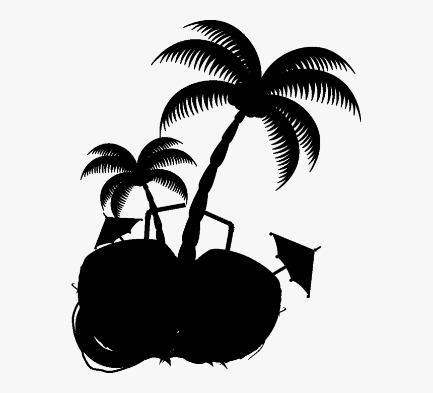 Coconut Palm Trees Clip Art Silhouette Leaf - Palmera Blanco Y Negro, HD Png Download, Free Download