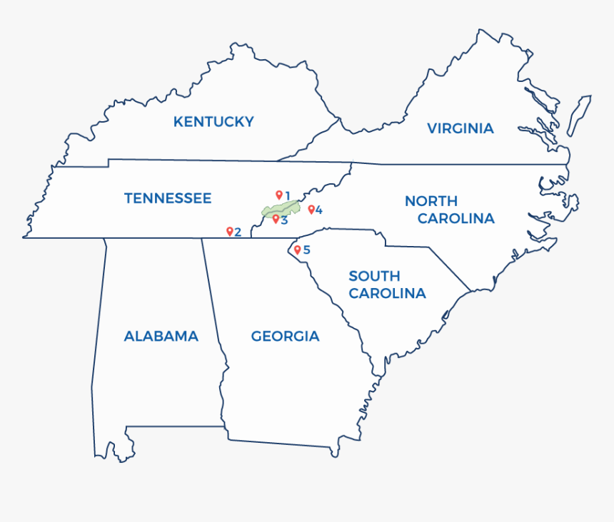 Map Of Tennessee North Carolina And South Carolina South Carolina And Tennessee Map, Hd Png Download - Kindpng