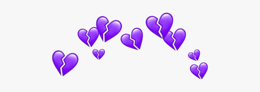 #purple #heart #crown #heartcrown #tumblr #aesthetic - Broken Blue Heart Emoji, HD Png Download, Free Download