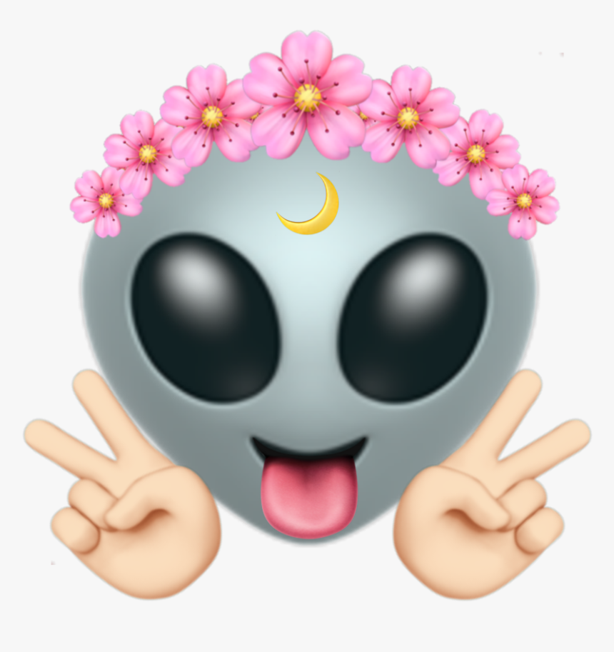 This Is So Cute I Really Love It 💓 - Flower Crown Alien Emoji, HD Png Download, Free Download