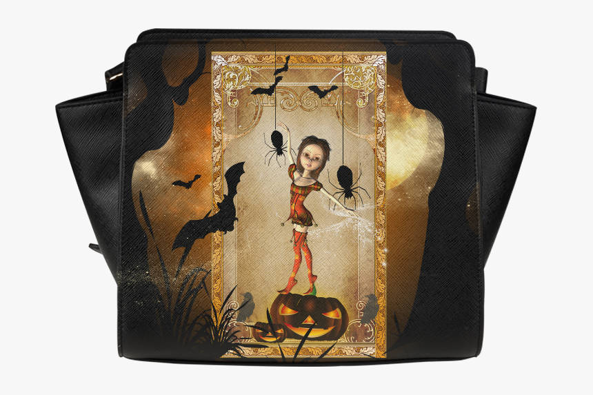 Halloween, Cute Girl With Spiders And Pumpkin Satchel, HD Png Download, Free Download