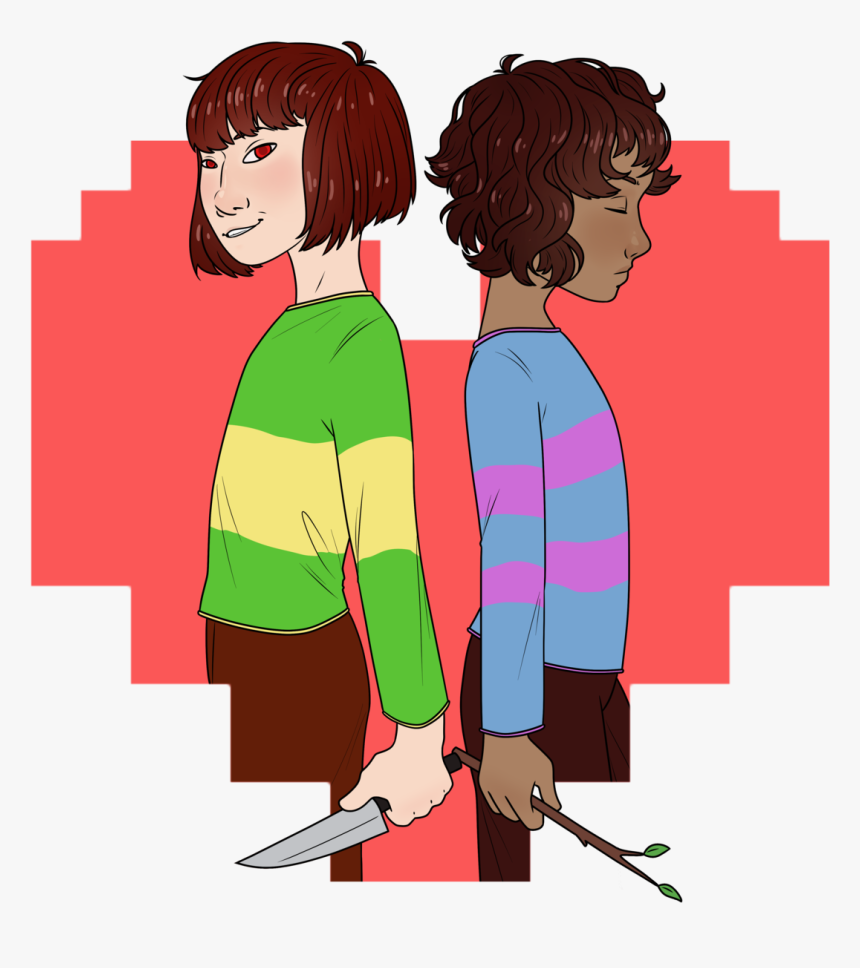 A Drawing Of Chara And Frisk From Undertale From The Frisk And Chara Drawing Hd Png Download Kindpng