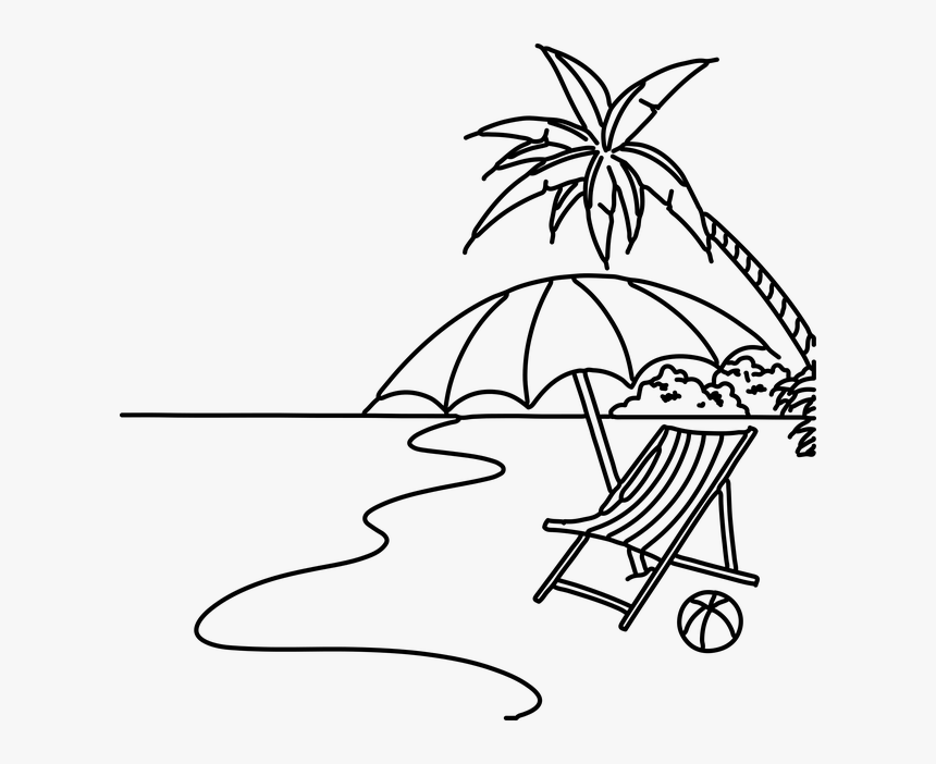 Easy Beach Drawing - Beach Drawing Easy, HD Png Download, Free Download