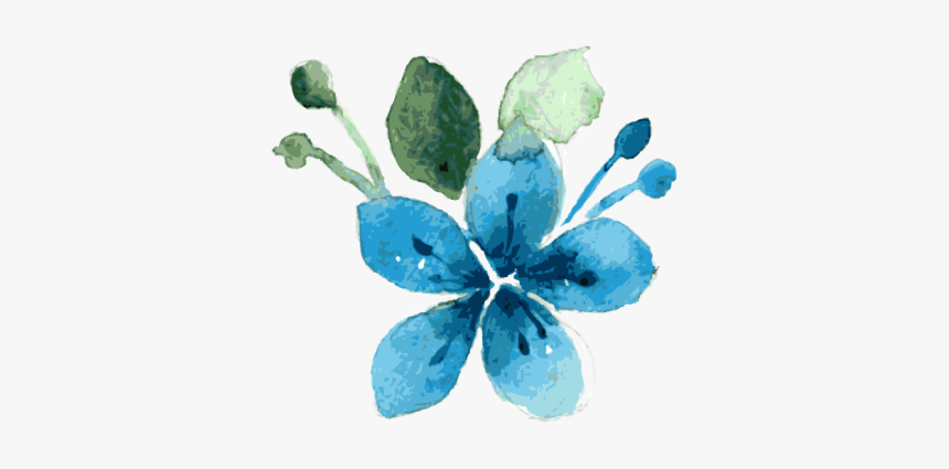 Blue Watercolor Floral Flowers Watercolor Png Blue Transparent Png Kindpng