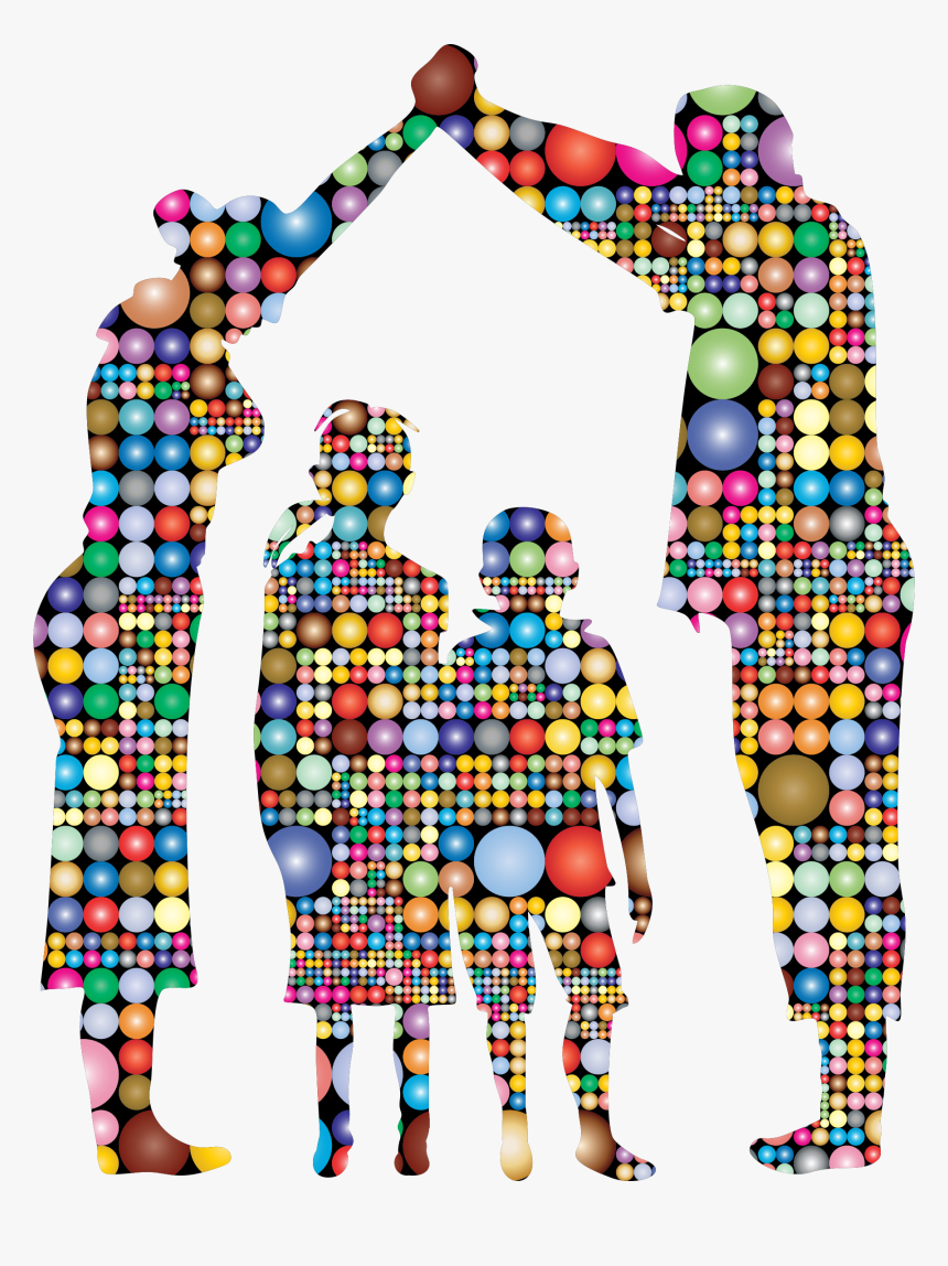 Prismatic Circles Family Shelter Minus Ground Silhouette - Silhouette Family Clipart Transparent Background, HD Png Download, Free Download