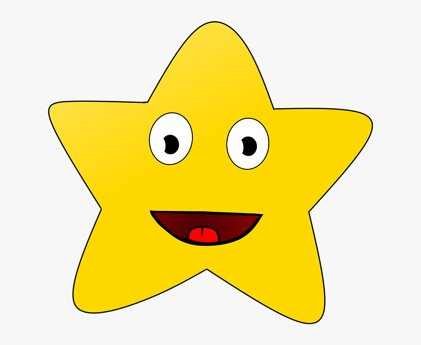 Star, Face, Smile, Cartoon, Night, Sky - Smiley, HD Png Download, Free Download