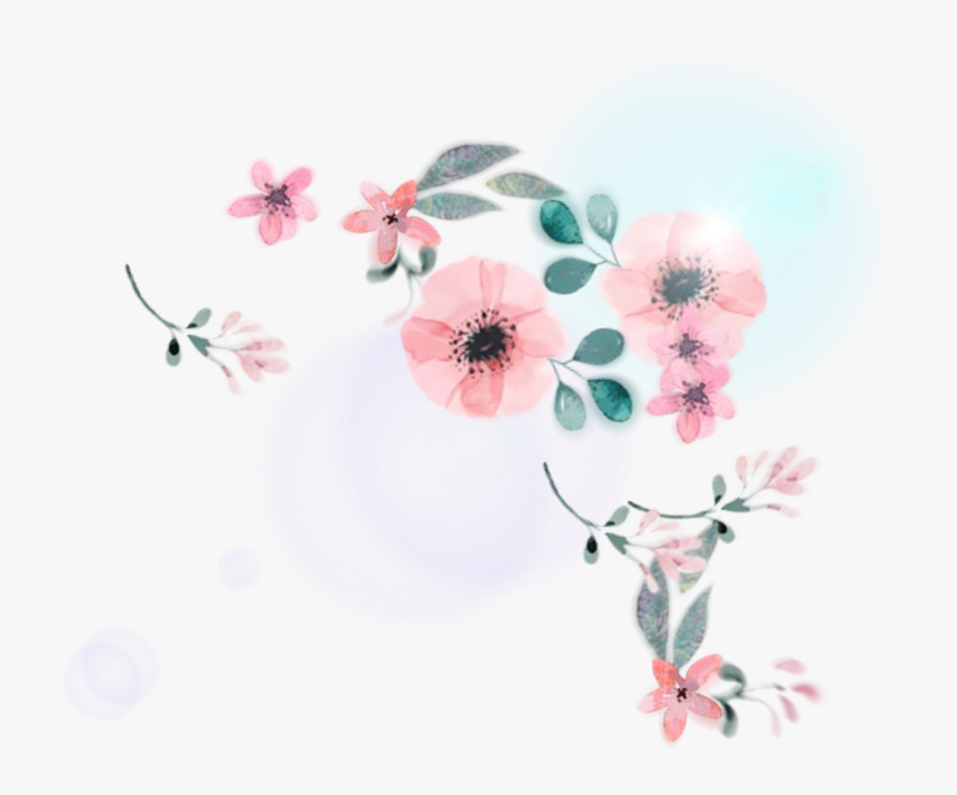 Pink Water Color Flowers Corner, HD Png Download, Free Download