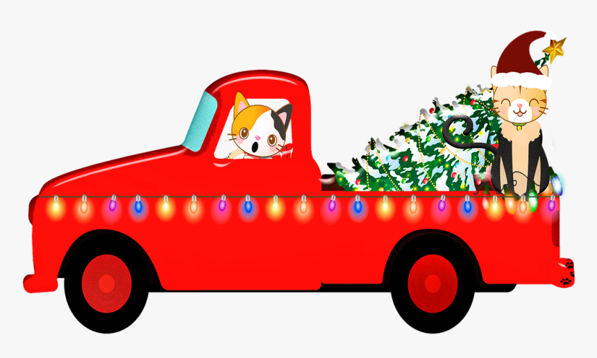 Christmas Truck, Christmas Tree, Lights, Santa Claws - Lastbil Med Juletræ, HD Png Download, Free Download