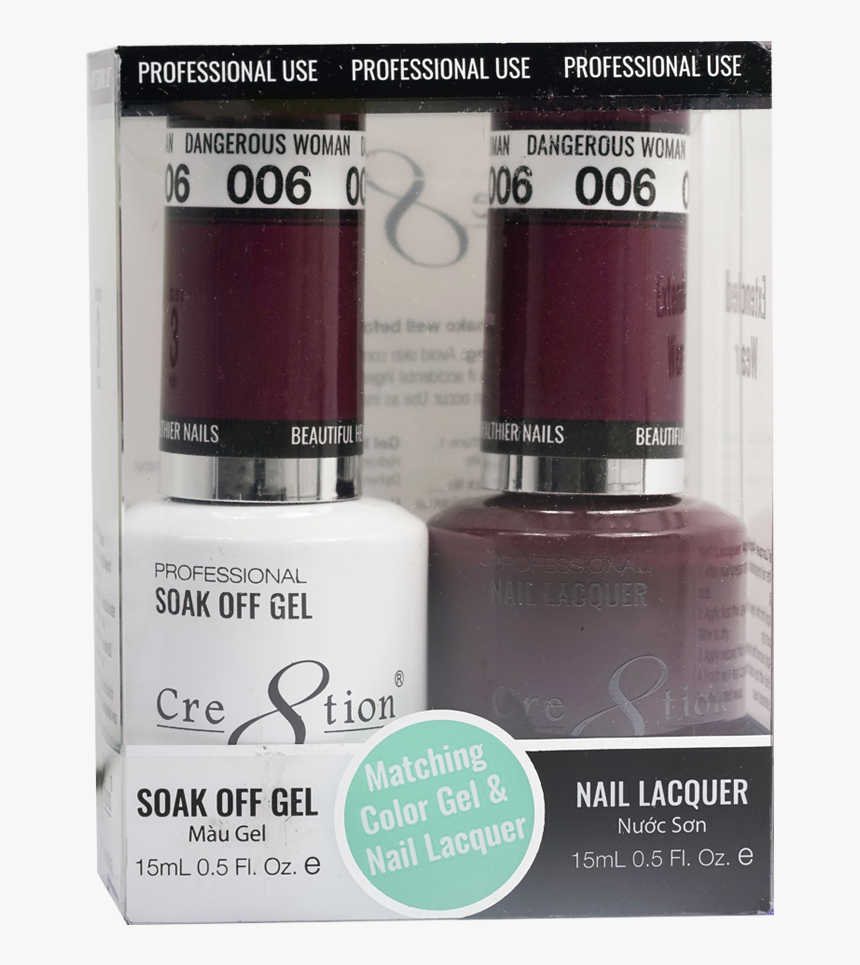 Cre8tion Matching Color Gel & Nail Lacquer 06 Dangerous - Nail Polish, HD Png Download, Free Download