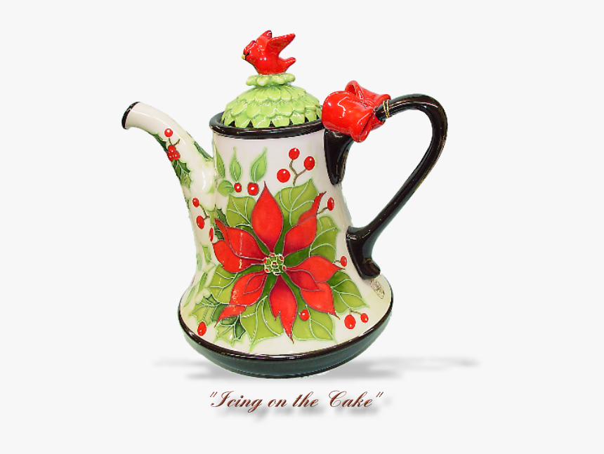 Ceramic, Poinsetta, Teapot, 6 Cup - Teapot, HD Png Download, Free Download