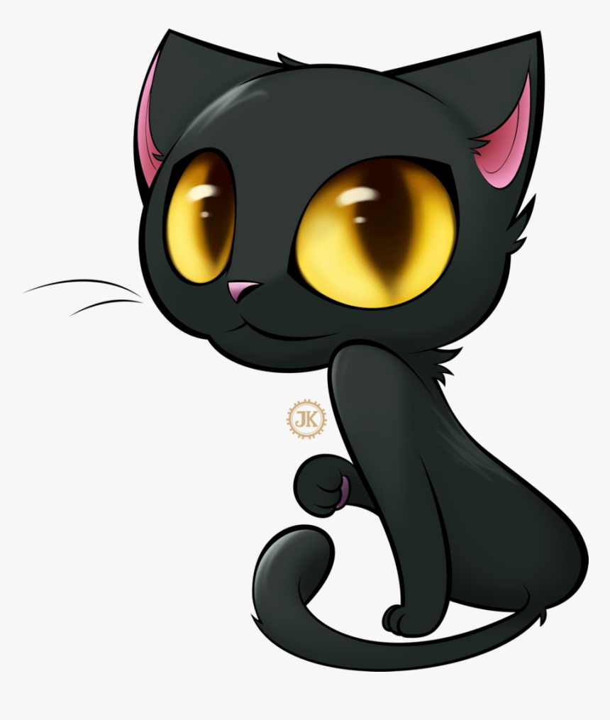 Cute Black Cat Drawing, HD Png Download kindpng