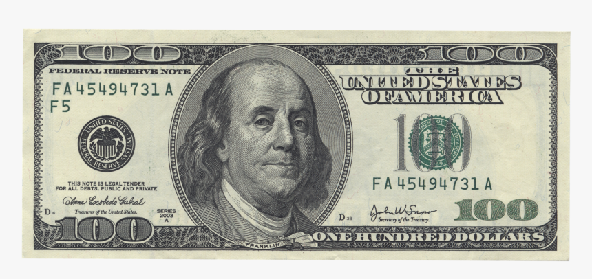Benjamin Franklin United States One Hundred Dollar - 100 Us Dollar, HD Png Download, Free Download