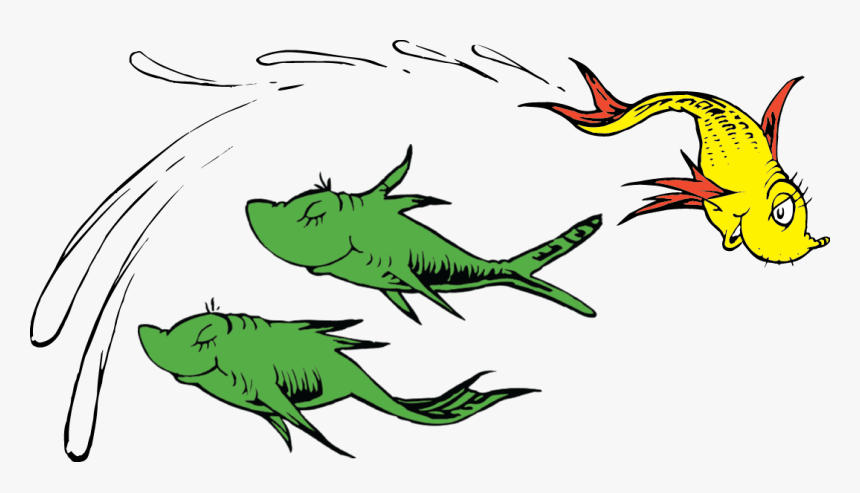 Download One Yellow Fish Passing By Two Green Fish By Dr One Fish Two Fish Red Hd Png Download Kindpng