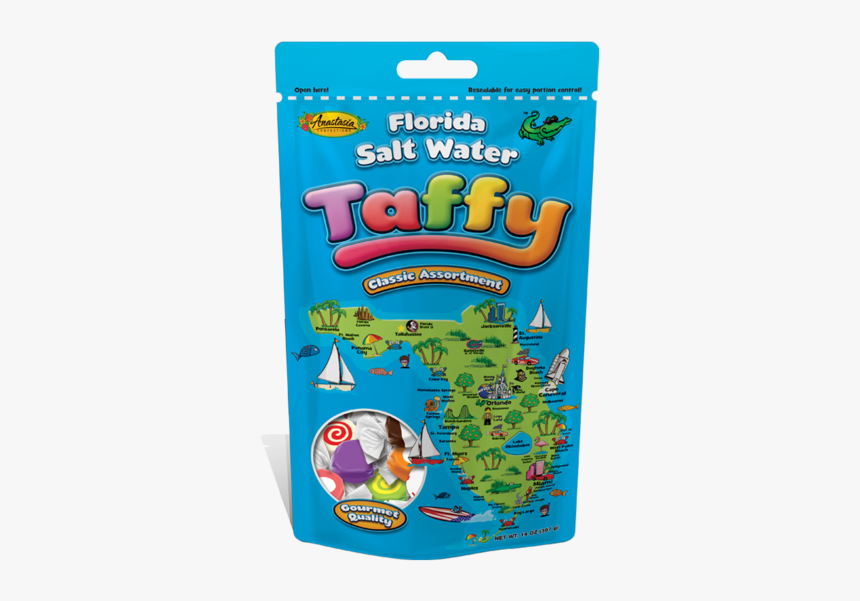 Florida Map Taffy, Assortment Stand-up Pouch 14 Oz - Florida Saltwater Taffy, HD Png Download, Free Download