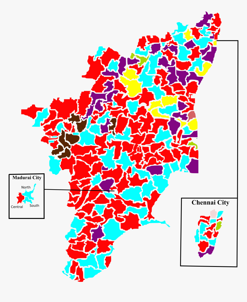 2011 Tamil Nadu Legislative Election Map By Parties - Tamil Nadu Election Result Noto, HD Png Download, Free Download