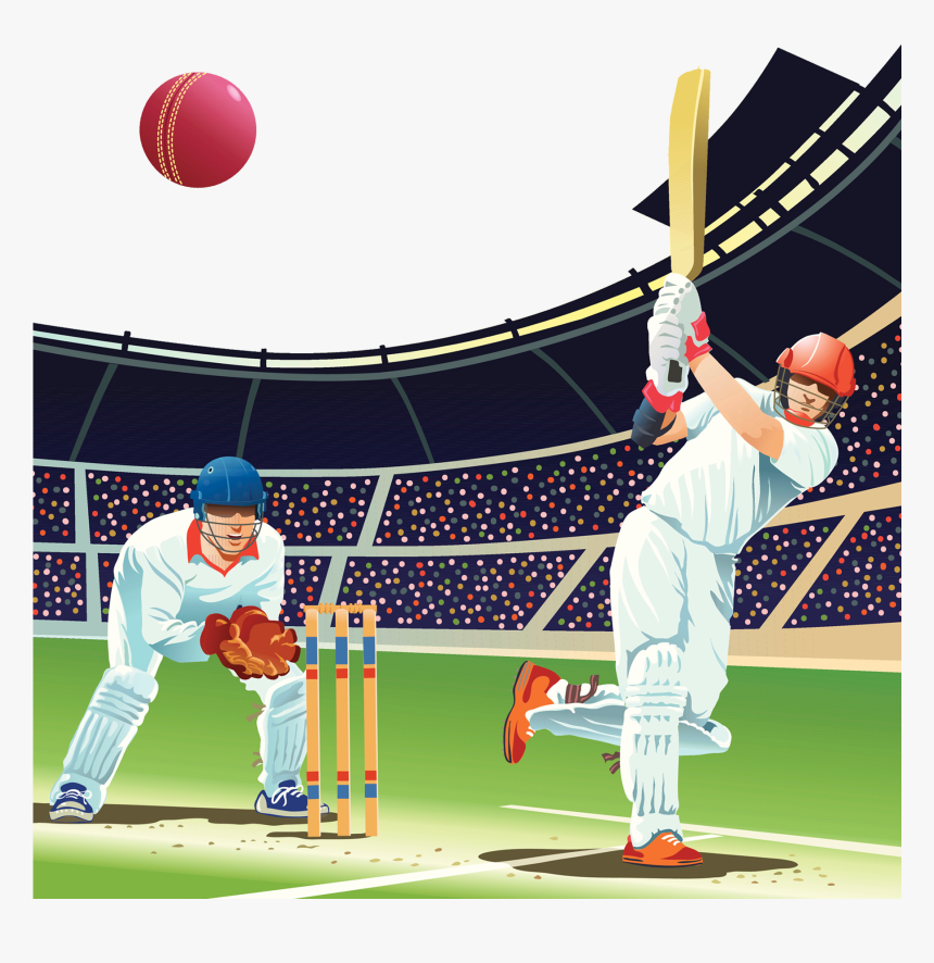 Cricket Baseball Twenty - Cricket Playing Illustration, HD Png Download, Free Download