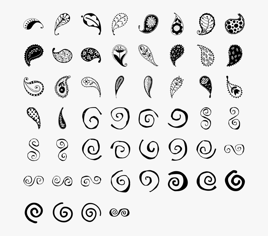 Paisley And Swirl Doodles Dingbat Specimen - Doodle Ding Flower Font ...