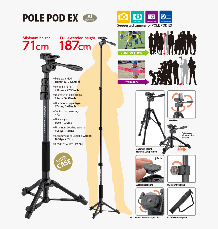 Velbon Pole Pod Ex, HD Png Download, Free Download