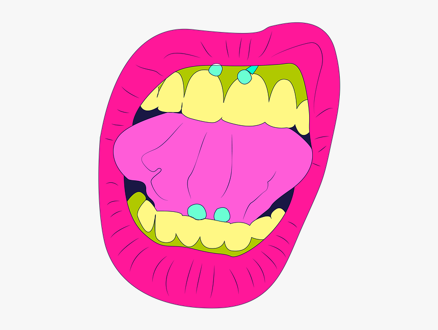 Piercing, Tongue, Girl, Lips, Face, Makeup, Fun - Illustration, HD Png Download, Free Download