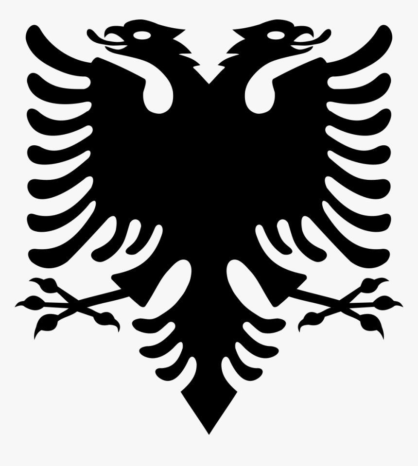 Double Headed Eagle Silhouette - Albanian Flag Png, Transparent Png, Free Download